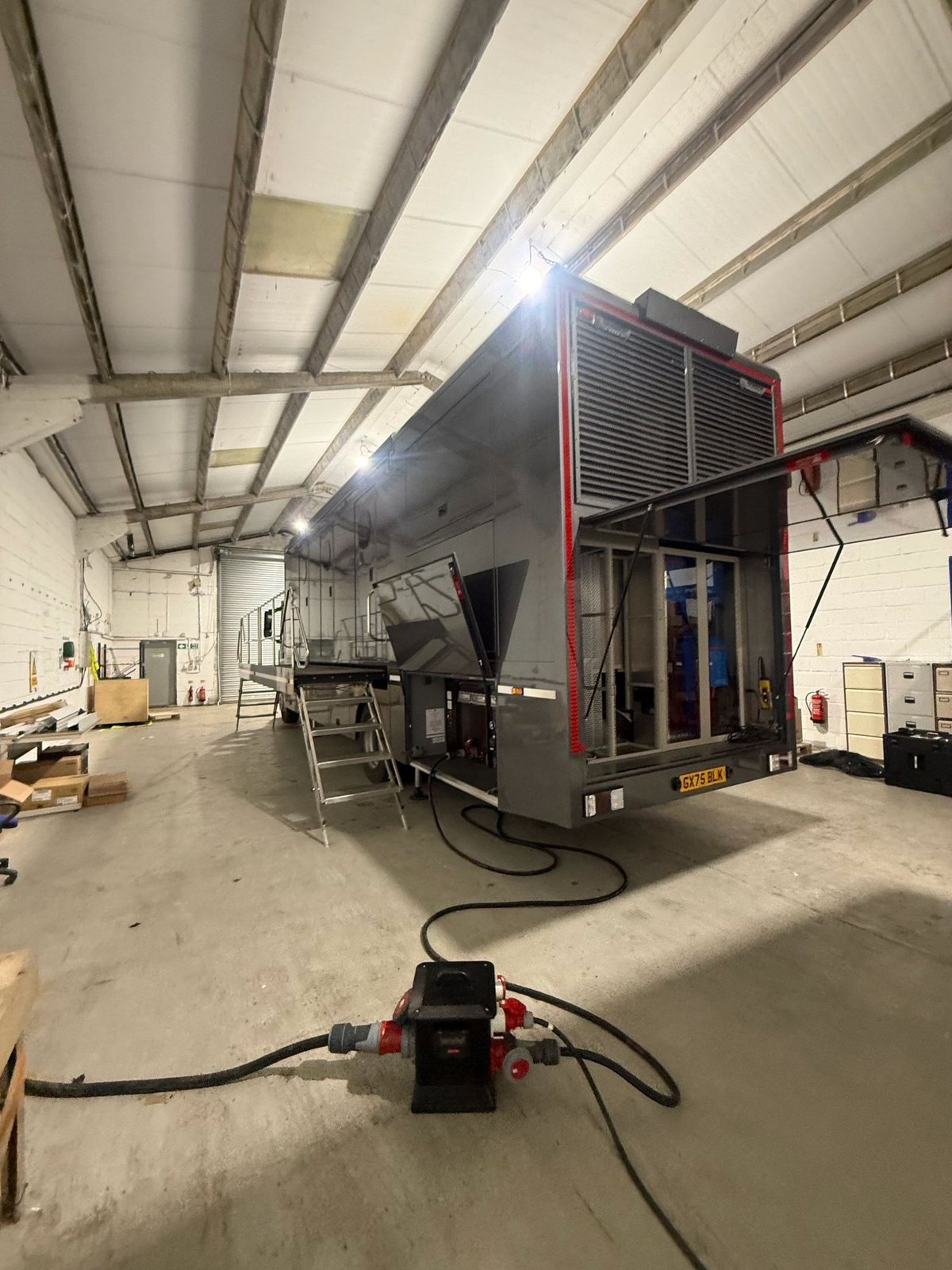 OB truck in the build bay Outside broadcast truck under integration inside the Mottram Broadcast workshop in Chelmsford