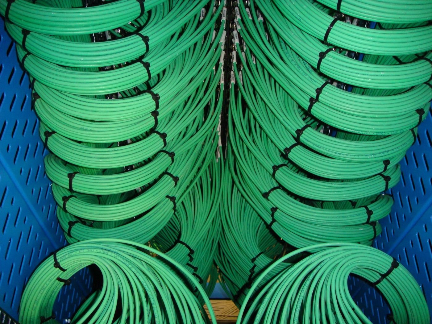 Fibre looms, workshop build Green fibre looms prefabricated and coiled in the Mottram Broadcast workshop founded by Mitch Mottram